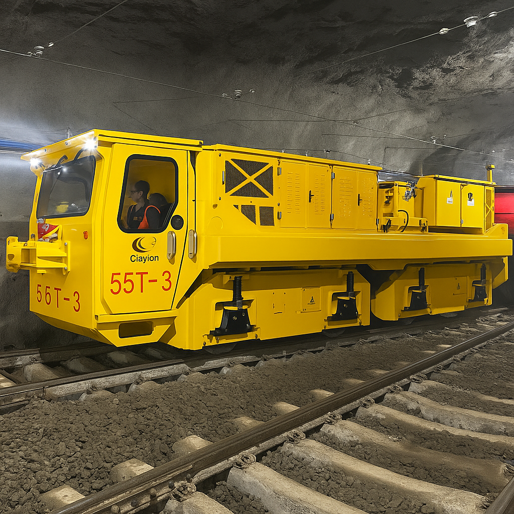 An underground tunnel for mining designed for mining locomotives to transport material.